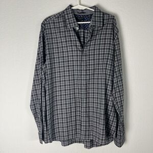 Ted Baker London Button Down Shirt Gray Plaid Long Sleeve Mens Size 5 206​
